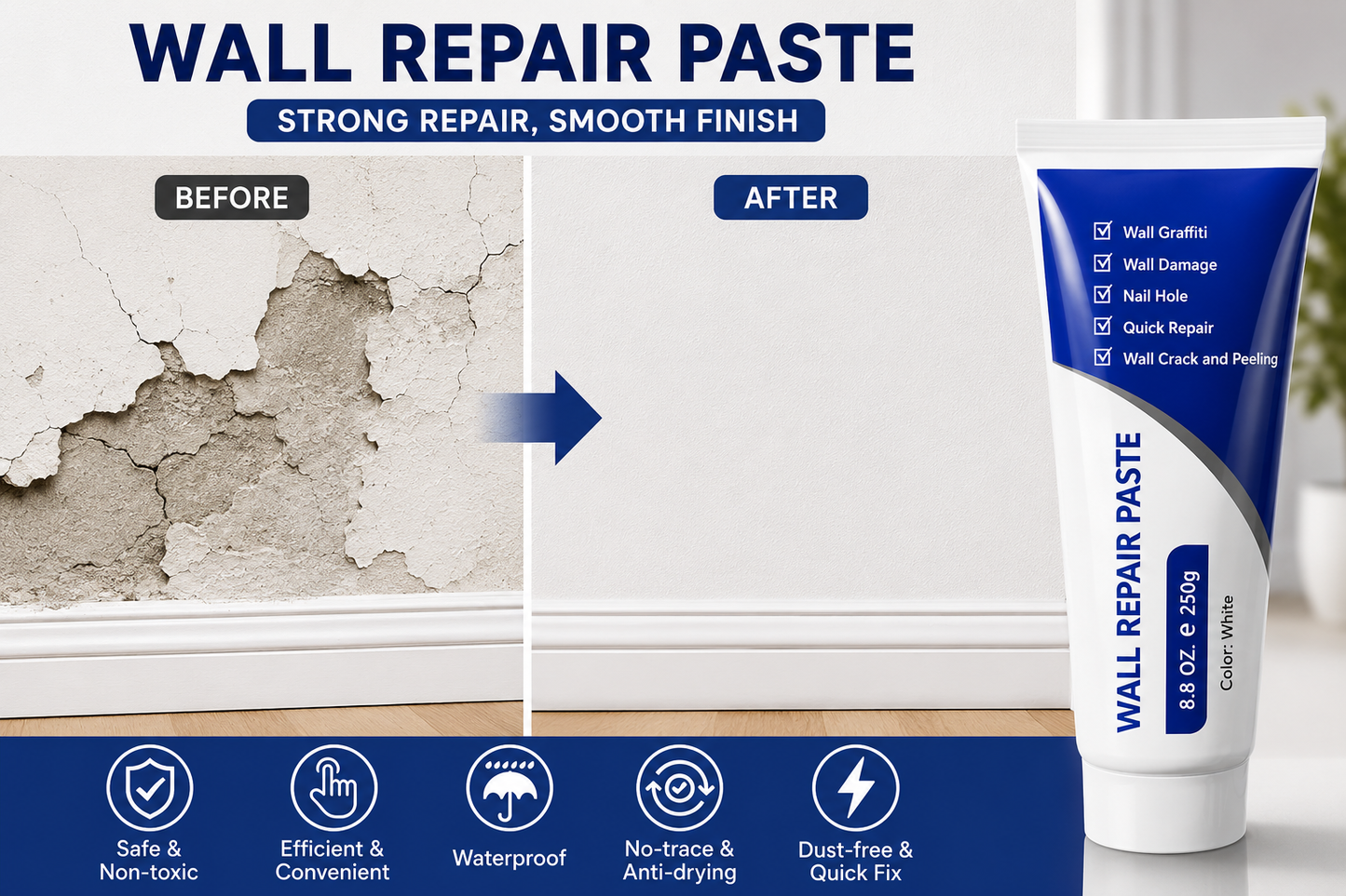 Wall Repair Paste for Cracks & Holes – Pack of 2