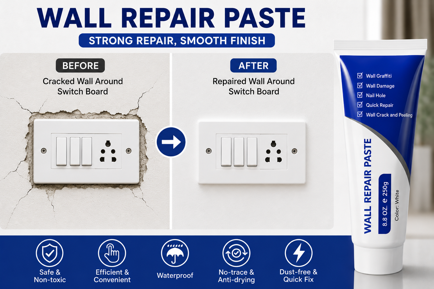 Wall Repair Paste for Cracks & Holes – Pack of 2